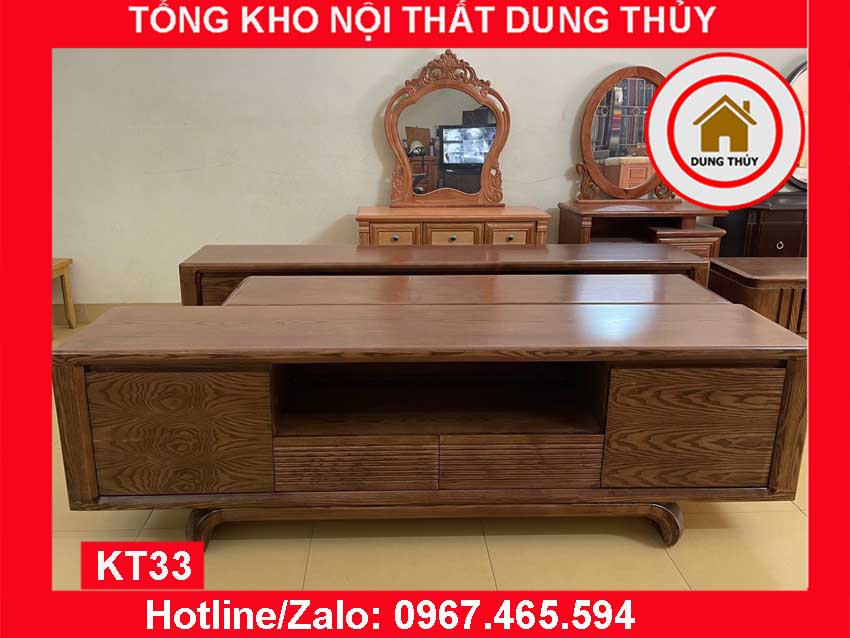 Kệ tivi chân xoắn quỳ gỗ sồi Nga KT33
