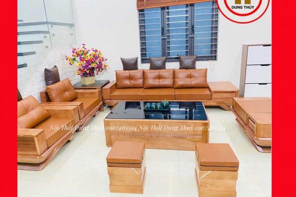 Bộ ghế sofa 2 văng phi thuyền gỗ sồi Nga SG91 ban 2