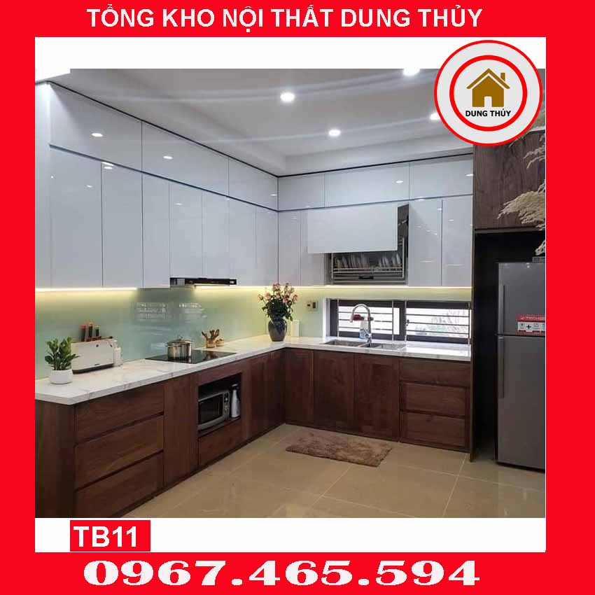 Tủ bếp góc chữ L gỗ công nghiệp TB11