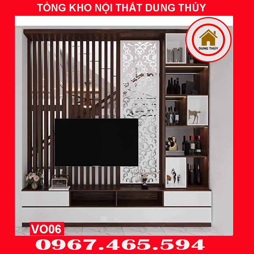Vách nan sóng ốp tường nhiều ô gỗ công nghiệp VO06