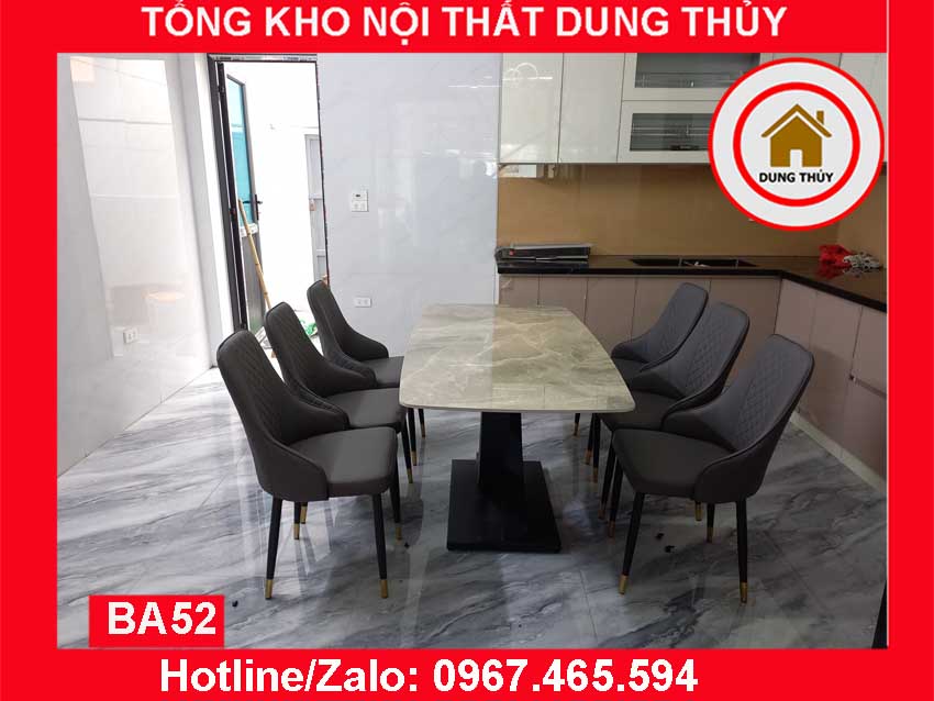 Bàn ăn chữ X đá ceramic 6 ghế Molly nhập khẩu BA52