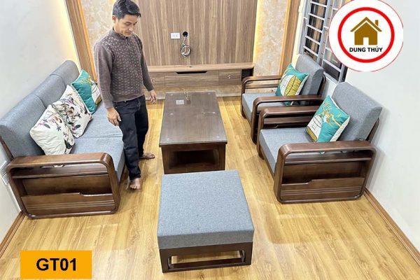 Bộ bàn ghế đối chữ G gỗ sồi Nga GT01