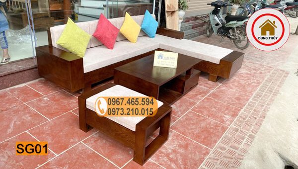 bộ sofa gỗ sồi 2 tay SG01