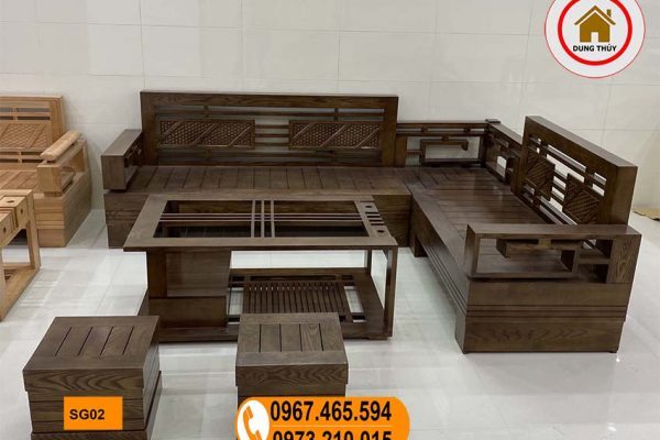 sofa góc Trung gỗ sồi Nga SG02