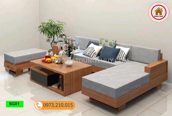 Bộ ghế sofa góc chữ L gỗ sồi Nga SG01