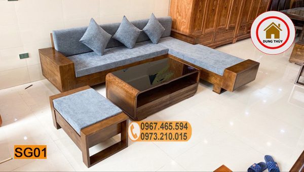bộ sofa gỗ sồi 2 tay SG01