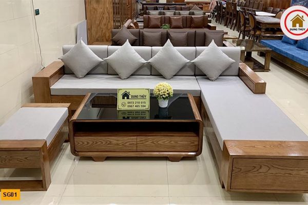 sofa 2 tay gỗ sồi Nga đẹp SG01
