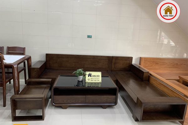 sofa 2 tay gỗ sồi Nga màu óc chó SG01