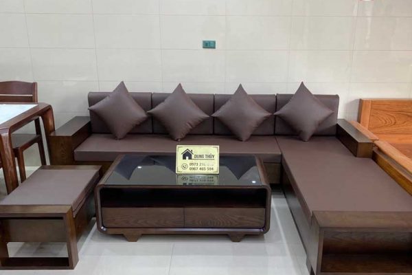 Bộ ghế sofa 2 tay góc chữ L gỗ sồi Nga SG01
