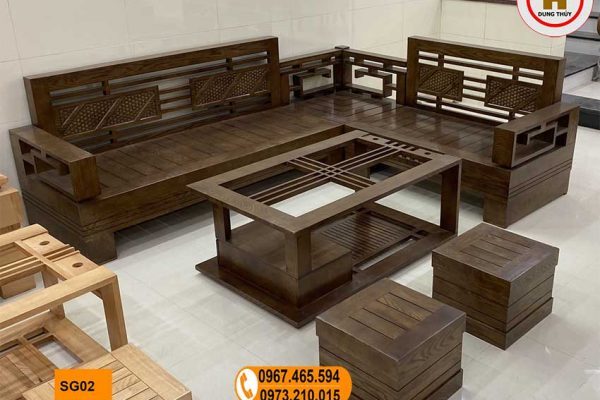 sofa góc Trung gỗ sồi Nga SG02