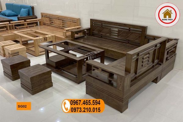 sofa góc Trung gỗ sồi Nga SG02