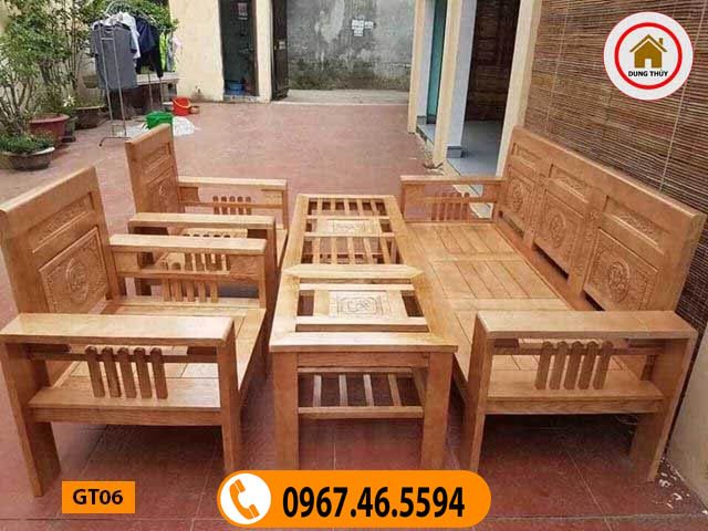 Bộ bàn ghế Phúc Lộc Thọ gỗ sồi Nga giá rẻ GT06