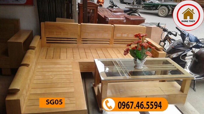Bộ ghế sofa góc trứng nhỏ gỗ sồi Nga SG05