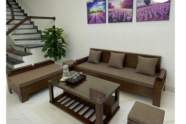 Bộ ghế sofa góc trứng nhỏ gỗ sồi Nga SG05
