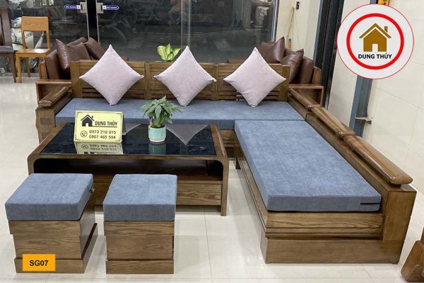 bộ ghế sofa góc trứng nhỏ gỗ sồi Nga SG07