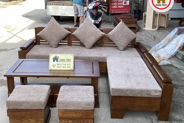 bộ ghế sofa góc trứng nhỏ gỗ sồi SG05