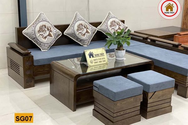 bộ sofa góc trứng nhỏ gỗ sồi Nga SG07