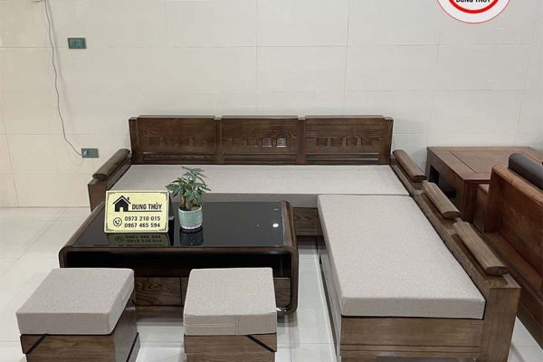 bộ sofa góc trứng nhỏ gỗ sồi SG05