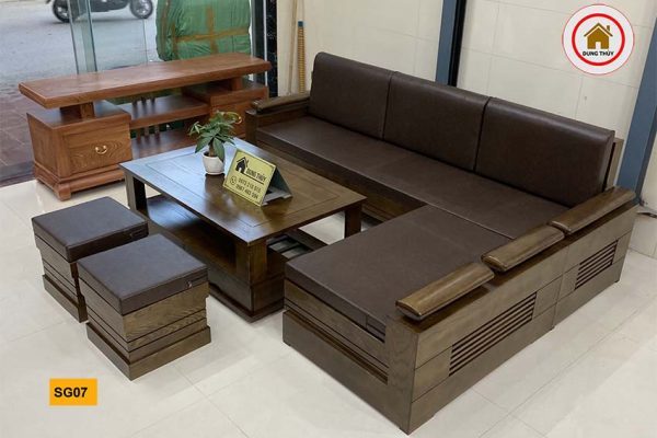 Bộ ghế sofa góc tay trứng to gỗ sồi Nga SG07