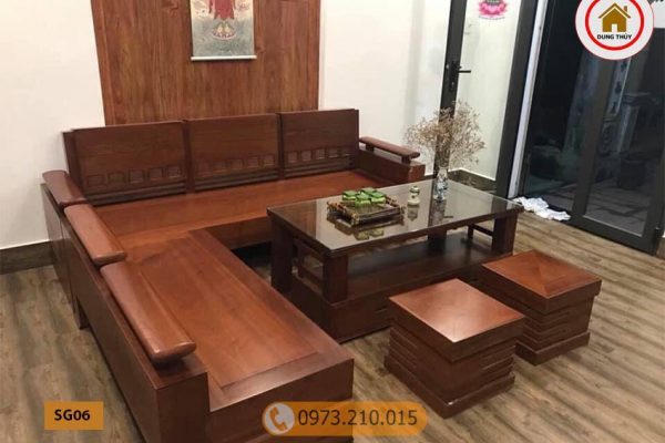 Bộ ghế sofa góc gỗ xoan đào SG06