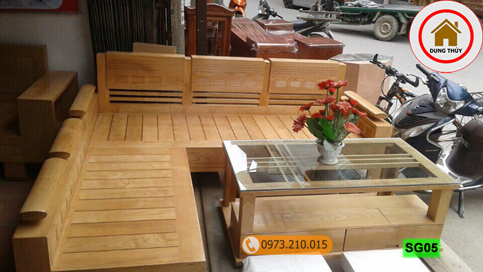 sofa góc trứng nhỏ gỗ sồi Nga SG05