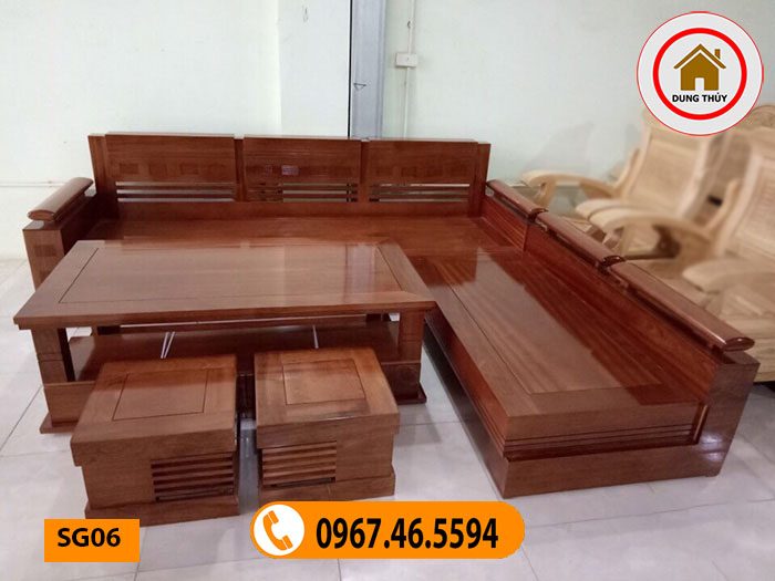 sofa góc trứng gỗ xoan đào đẹp cho phòng khách SG06