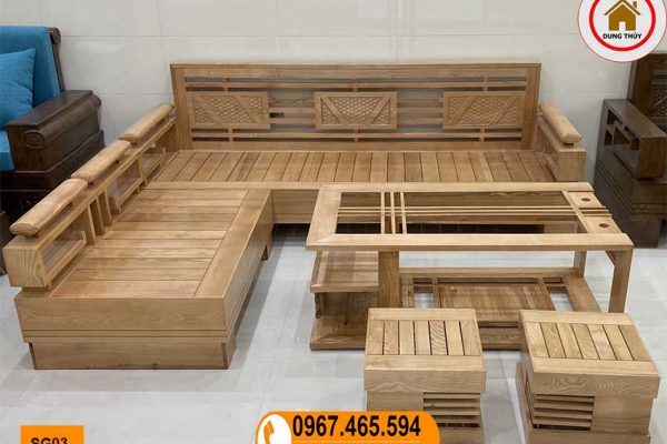 sofa góc cót 3 lá gỗ sồi Nga SG03