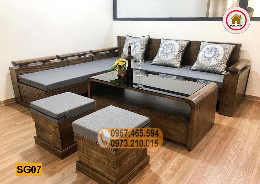 sofa góc trứng SG07 phối bàn cong