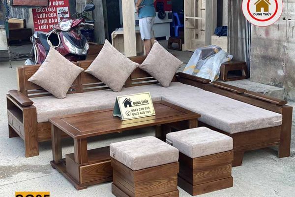 bộ ghế sofa góc trứng nhỏ gỗ sồi SG05