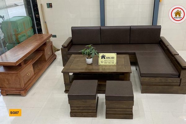 Bộ ghế sofa góc tay trứng to gỗ sồi Nga SG07