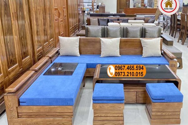 sofa góc trứng gỗ sồi Nga SG07 kèm bàn cong