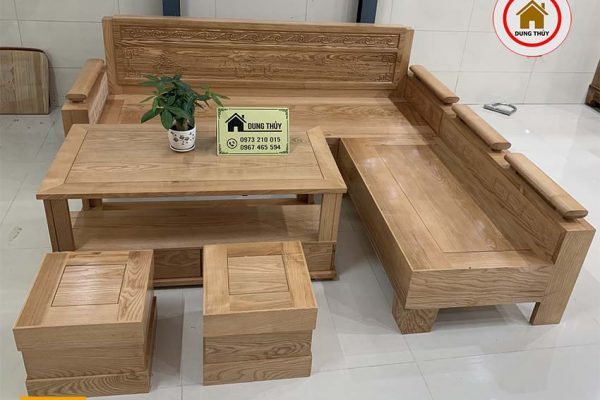 Bộ ghế sofa góc trứng nhỏ gỗ sồi Nga SG05