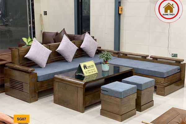 bộ ghế sofa góc trứng nhỏ gỗ sồi Nga SG07