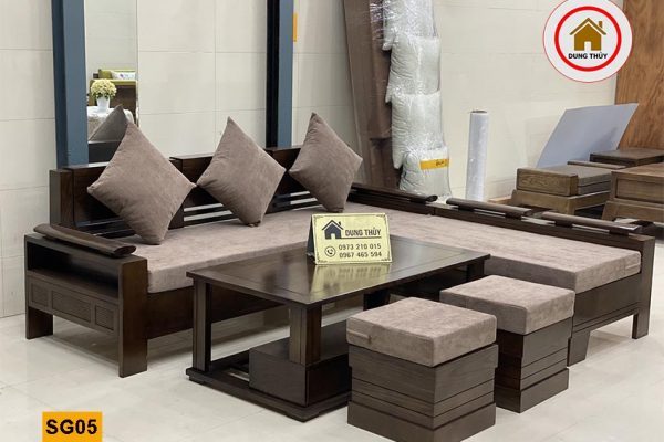 sofa góc trứng nhỏ gỗ sồ Nga đẹp SG05