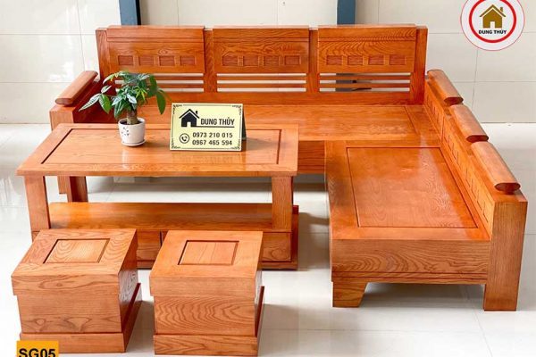Bộ ghế sofa góc trứng nhỏ gỗ sồi Nga SG05
