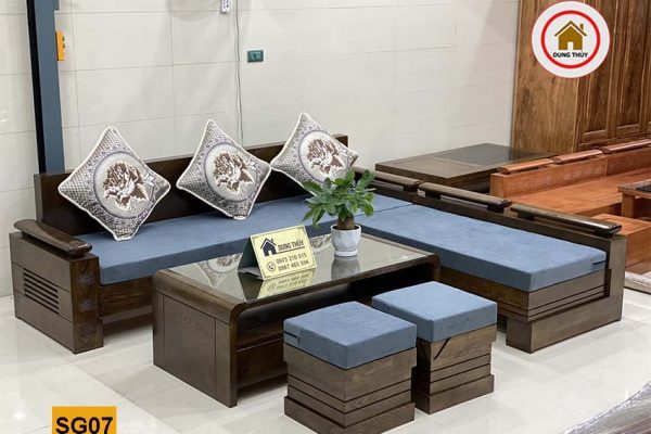 sofa gỗ góc chữ L đơn giản mà đẹp