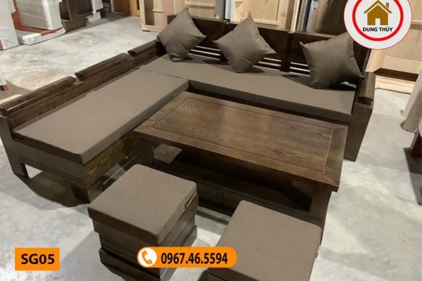 Bộ ghế sofa góc trứng nhỏ gỗ sồi Nga SG05