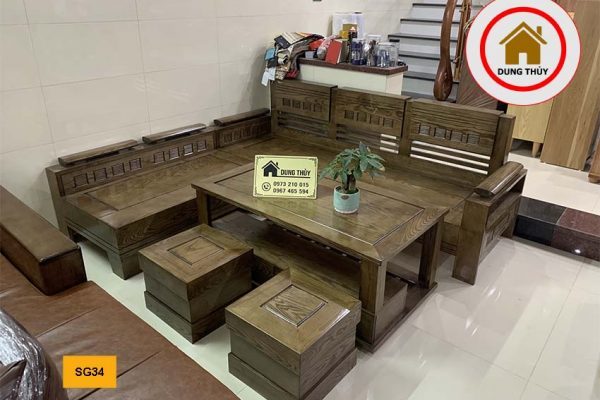 sofa góc trứng nhỏ mau óc chó SG05