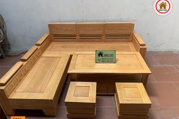 sofa góc trứng nhỏ phun màu hương gỗ sồi SG05