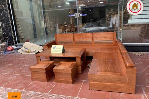 Bộ ghế sofa góc tay trứng to gỗ sồi Nga SG07