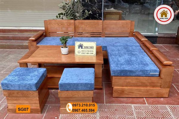 Bộ ghế sofa góc tay trứng to gỗ sồi Nga SG07