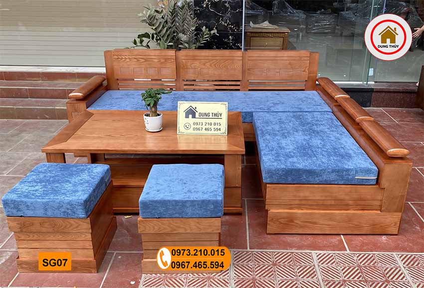 Bộ ghế sofa góc tay trứng to gỗ sồi Nga SG07