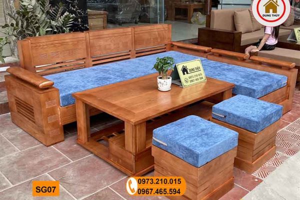 Bộ ghế sofa góc tay trứng to gỗ sồi Nga SG07