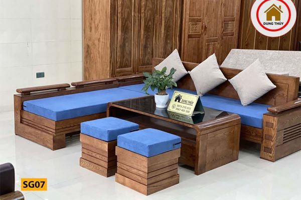 sofa góc trứng to gỗ sồi SG07 đẹp