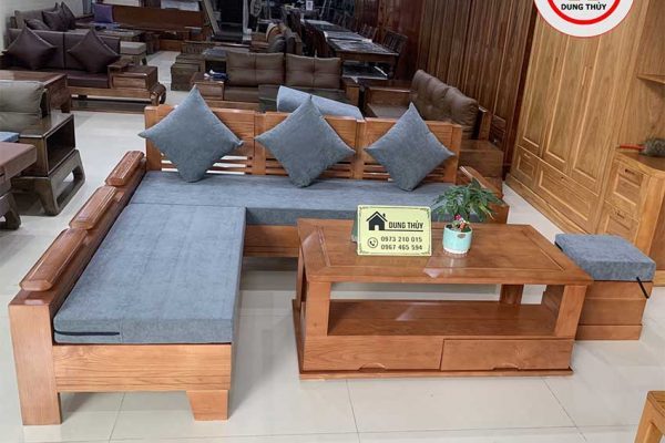 Bộ ghế sofa góc trứng nhỏ gỗ sồi Nga SG05