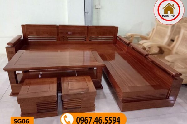 sofa góc trứng gỗ xoan đào đẹp cho phòng khách SG06