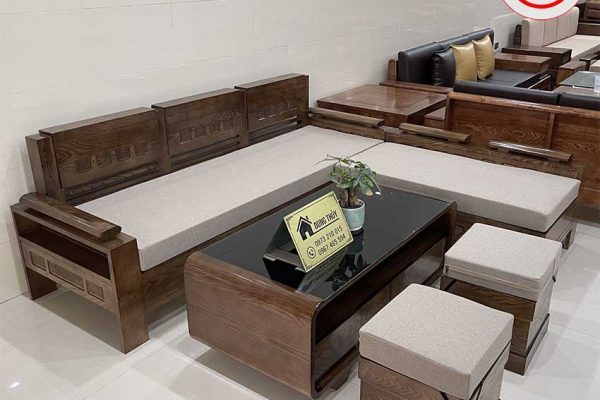 bộ sofa góc trứng nhỏ gỗ sồi SG05