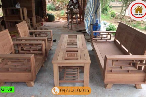 bộ ghế gỗ tựa cong xoan đào GT08