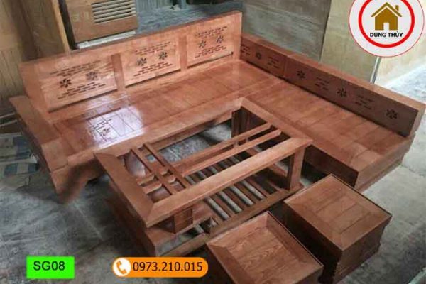 bộ ghế sofa góc hoa gỗ sồi Nga SG08