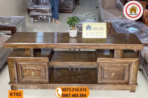 Kệ tivi phòng khách 2 ngăn gỗ sồi Nga KT03